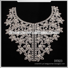 Último Shinning Crystal Rhinestone trim Applique / cristal colar de acabamento para o laço do vestido de casamento